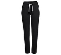 Loungehose BENCH. LOUNGEWEAR, Damen, Gr. 40/42, N-Gr, schwarz-weiß (schwarz, weiß), Jersey, Obermaterial: 60% Baumwolle, 40% Polyester, unifarben mit Farbeinsatz, bequem lang, Hosen Loungehose, mit Se