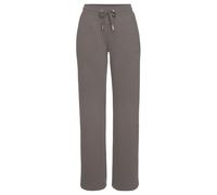 Loungehose BENCH. LOUNGEWEAR "-Relaxhose mit Logostickerei" Gr. 32/34, N-Gr, grau (taupe) Damen Hosen (44759505-32) taupe