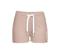 Relaxshorts BENCH. LOUNGEWEAR, Damen, Gr. 32/34, N-Gr, beige (beige, weiß), Jersey, Obermaterial: 60% Baumwolle, 40% Polyester, unifarben mit Farbeinsatz, bequem kurz, Hosen, mit Seitenstreifen, Loung