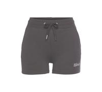 Shorts BENCH. LOUNGEWEAR, Damen, Gr. 44/46, N-Gr, grau (stone), Interlock, Obermaterial: 60% Baumwolle, 40% Polyester, bestickt, unifarben, Basic, bequem kurz, Hosen Shorts, mit Logodruck und Stickere