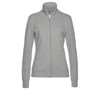 Sweatjacke BENCH. LOUNGEWEAR, Damen, Gr. 32/34, grau (hellgrau, melange), Interlock, Obermaterial: 90% Baumwolle, 10% Polyester, meliert, unifarben, Basic, figurbetont normal, Bündchen, Sweatjacken Sw