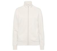 Sweatjacke BENCH. LOUNGEWEAR, Damen, Gr. 40/42, beige (sand), Interlock, Obermaterial: 60% Baumwolle, 40% Polyester, Basic, bequem hüftlang, Langarm Rippbündchen, Sweatjacken, mit bestickten Stehkrage