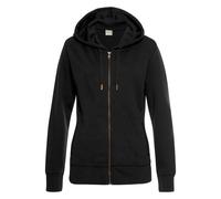 Sweatjacke BENCH. LOUNGEWEAR, Damen, Gr. 40/42, schwarz, Sweatware, Obermaterial: 60% Baumwolle, 40% Polyester, unifarben, Basic, bequem hüftbedeckend, ohne Ausschnitt, Bündchen, Sweatjacken Sweatjack