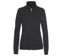 Sweatjacke BENCH. LOUNGEWEAR, Damen, Gr. 44/46, schwarz, Interlock, Obermaterial: 100% Baumwolle, unifarben, Basic, Basic hüftlang, Rippbündchen, Sweatjacken Sweatjacke, mit glänzender Logostickerei a