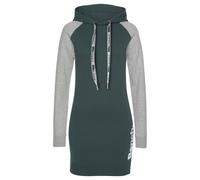Sweatkleid BENCH. LOUNGEWEAR Gr. 44/46, N-Gr, grau (dunkelgrün, grau) Damen Kleider Langarm mit Kapuze und farblich abgesetzten Ärmeln (29276107-44)