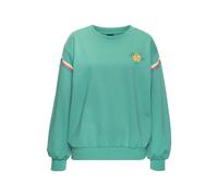 Sweatshirt BENCH. LOUNGEWEAR, Damen, Gr. 44/46, aqua, Sweatware, Obermaterial: 60% Baumwolle, 40% Polyester, bedruckt, unifarben, bequem hüftlang, Rundhals, weit Rippbündchen, Sweatshirts Sweatshirt,
