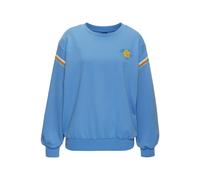 Sweatshirt BENCH. LOUNGEWEAR, Damen, Gr. 32/34, blau, Sweatware, Obermaterial: 60% Baumwolle, 40% Polyester, bedruckt, unifarben, bequem hüftlang, Rundhals, weit Rippbündchen, Sweatshirts Sweatshirt,