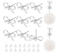 BENECREAT 12 Stück Platin Plattiert Messing-Ohrstecker-Hardware, 8x15mm Fliegeförmige Ohrstecker Mit Nivellierring Und 30 Bolzenmuttern Für DIY-Ohrringherstellung, Stift: 0.7 mm