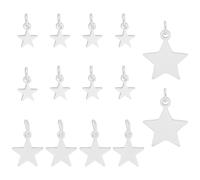 BENECREAT 14 Stück 3 Stile 925 Sterling Silber Sternanhänger, silberne Pentagrammanhänger mit Biegering, fünfzackige Anhänger für DIY Halsketten, Ohrringe, Armbänder, Loch: 1,8~2,5 mm