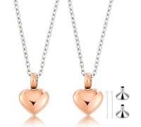 BENECREAT 2 Stück Roségold Edelstahl Herzförmiges Erinnerungs Anhänger Liebes Herz Anhänger Charm zum Aufbewahren von getrockneten Blüten Parfüms Puder und bedeutungsvollen Botschaften