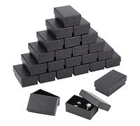 BENECREAT 24 Pack Diamantmuster Karton Schmuckschatullen 8x5x3cm Rechteck Ring Ohrring Halskette Geschenkboxen mit Schwammeinsatz für Jubiläen, Hochzeiten, Geburtstage, Schwarz