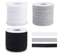 BENECREAT 3 Rolle 30 m Flache Ersatz-Baumwollschnüre, 10mm Breites Zweifarbiges Flaches Kordelzugseil Mit Kunststoffspulen Für Bekleidungszubehör, Sporthosen, Pullover