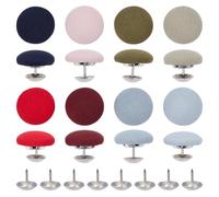 BENECREAT 32 Sets 8 Farben Baseballkappenknöpfe, 19 mm Ersatzknöpfe für Mützen, mit Stoff überzogene runde Nähknöpfe aus Metallschaft für Mützen, Ersatz, Reparatur, Jeans, Blusen, Nähen