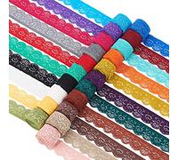 BENECREAT 42 Yards/38m 25mm Breite Spitze Elastische Verzierung Farbig Spitzenband nkantenbesatz zum Nähen Basteln Hochzeitsfeier Dekor Kleidung, 2 Yards/Rolle