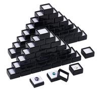 BENECREAT 70 Stück Schwarze Edelstein-Displaybox, 29.5mm Kunststoff Transparente Bare Stone Box Quadratische Edelsteinbox Für Edelstein, Schmuck, Diamond Accessoires Display, Dicke: 16mm