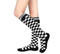 Benefeet Sox Damen Mädchen Kniestrümpfe Neuheit Argyle Kariert Fußball Baumwolle Lange Röhrensocken, Schwarzes Argyle, Einheitsgröße