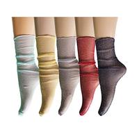 Benefeet Sox Damen Mädchen Sheer Mesh Fischnetz Sparkle Neuheit Elegante Knöchel Slouch Socken Durchsichtig Spitze Glitzer lose Socken - - Medium