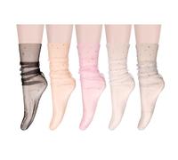 Benefeet Sox Damen Mädchen Sheer Mesh verziert Tüll Socken Neuheit Slouch Socken Durchsichtig Nylon Spitze Lose Socken, Glitzer Stern, Einheitsgröße