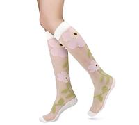 Benefeet Sox Damen Spitze Kniestrümpfe Mädchen Nylon Kniestrümpfe Sexy Sheer Hosen Socken Schwarz Weiß Mesh Netzstrümpfe, pink floral, Einheitsgröße