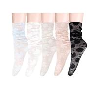 Benefeet Sox Durchsichtige Netzsocken für Damen und Mädchen, durchsichtig, elegant, lockere Socken, niedliche Spitze, Tüll, 5er-Pack, bunte Blumen, Einheitsgröße