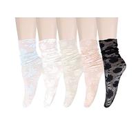 Benefeet Sox Durchsichtige Netzsocken für Damen und Mädchen, durchsichtig, elegant, lockere Socken, niedliche Spitze, Tüll, 5er-Pack, bunte Blumen, Einheitsgröße