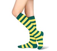 Benefeet Sox Damen Gestreifte Kniestrümpfe Mädchen Lustige Neuheit Athletic Bunte Streifen Niedliche Strümpfe Tube Socken, 1 gelb grün gestreift, Einheitsgröße