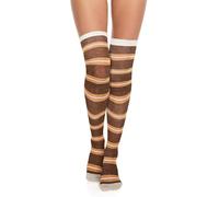 Benefeet Sox Gestreifte Oberschenkelhohe Socken für Damen und Mädchen, lange Overknee-Strümpfe, Baumwollschlauch-Socken, Braun Khaki, Einheitsgröße