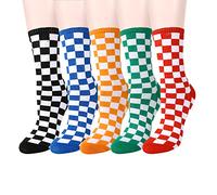 Benefeet Sox Lustige Damensocken, lustig, niedlich, bunt, Crew-Socken, lustig, Tier, flippiges Karomuster, Crew-Socken, 5er-Pack, modisches Schachbrett, Einheitsgröße