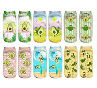 Benefeet Sox Lustige Damensocken, verrücktes Design, Socken für Mädchen, 3D-Druck-Muster, Socken, Neuheit, alberne Knöchelsocken, Weihnachtsgeschenke, 6er-Pack Avocado Sport, Einheitsgröße