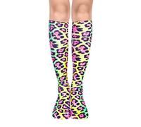 Benefeet Sox Lustige Kniestrümpfe für Damen und Mädchen, verrückt, niedlich, 3D-Druck, Socken, Halloween, Weihnachten, Cosplay, Farbiger Leopardenmuster, Einheitsgröße