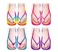 Benefeet Sox Lustige Socken für Teenager, Mädchen, Damen, verrückter 3D-Druck, gemusterte Socken, Faultier, Avocado, Lama, Geschenke, niedliche kurze Socke, 4er-Pack Flip-Flops, Einheitsgröße