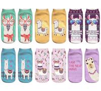 Benefeet Sox Lustige verrückte Damen-Socken, lustige Knöchelsocken, Neuheit, alberne, niedliche Socken, 3D-Druck, gemustertes Design, 6 Paar - Cooles Lama, Einheitsgröße