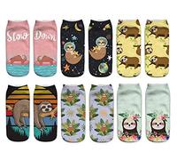 Benefeet Sox Lustige verrückte Knöchelsocken für Damen und Mädchen, lustiges 3D-Druckmuster, albern, niedliches Tierfutter, 6 Paar süßes Faultier, Einheitsgröße