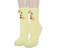 Benefeet Sox Niedliche flauschige Socken für Damen und Mädchen, flauschig, warm, gemütlich, lustige Tier-Plüsch-Schlafsocken, 1 Packung - gelbes Huhn, Einheitsgröße