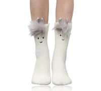 Benefeet Sox Niedliche flauschige Socken für Damen und Mädchen, flauschig, warm, gemütlich, lustige Tier-Plüsch-Schlafsocken, 1 Packung - Alpaka-Lama, Einheitsgröße