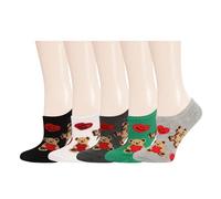 Benefeet Sox Niedliche Knöchelsocken für Damen und Mädchen, gemustert, niedrig geschnitten, Baumwolle, lässig, bunt, Sommersocken, Smile Heart and Bear, 5er-Pack, Einheitsgröße