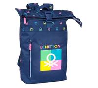 Benetton Cool Rucksack mit Klappe für Laptops von 39,6 cm (15,6 Zoll), ideal für verschiedene Altersgruppen, bequem und vielseitig, Qualität und Widerstandsfähigkeit, 28 x 13 x 42 cm, Marineblau