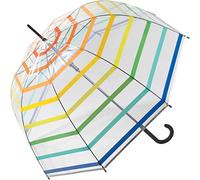 United Colors of Benetton Langregenschirm Glockenschirm mit Automatik transparent Regenbogen, voller Druchblick mit diesem durchsichtigen Kuppelschirm