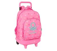 Safta Benetton Heart 33l 33x45x22cm Wheeled Backpack Rosa Kinder