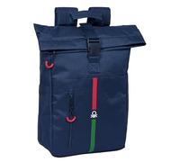 BENETTON ITALY Rucksack mit Klappe für Laptops von 39,6 cm (15,6 Zoll), ideal für verschiedene Altersgruppen, bequem und vielseitig, Qualität und Widerstandsfähigkeit, 28 x 13 x 42 cm, Marineblau,