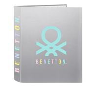 BENETTON SILVER Ringmappe mit 4 Ringen, ideal für Kinder unterschiedlichen Alters, bequem und vielseitig, Qualität und Widerstandsfähigkeit, 27 x 6 x 33 cm, Silber, silber, Estándar, Casual