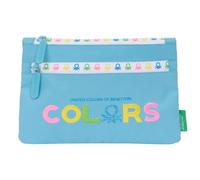 Benetton Spring - Großes Schulmäppchen mit Doppelreißverschluss, Federmäppchen für Kinder, bequem und vielseitig, einfache Reinigung, 23 x 3 x 16 cm, Himmelblau, Himmelblau, Estándar, Casual