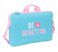 BENETTON UNIQUE - Rucksack für Laptops bis 39,6 cm (15,6 Zoll), ideal für Kinder verschiedener Altersgruppen, bequem und vielseitig, Qualität und Widerstandsfähigkeit, 40 x 4 x 27 cm, Türkis/Hellrosa,