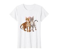 Bengal Cat Buddies! Rosette und Schnee Bengalkatzen T-Shirt, Damen, Weiß, XL