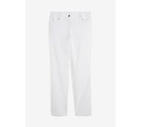 Stretch-Hose BONPRIX "Bengalin-Stretch-Hose mit Bequembund, Straight", Damen, Gr. 46, N-Gr, weiß, Obermaterial: 71% Polyester, 25% Viskose, 4% Elasthan, regular fit, Hosen, aus Polyester, Viskose und