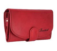 Benthill Damen Geldbörse Echt Leder - Portemonnaie mit RFID Schutz - Portmonee viele Kartenfächer - Echtleder Vintage Damenbörse inkl. Geschenkbox, Farbe:Rot