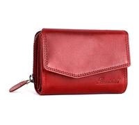 Benthill Damen Geldbörse Echt Leder - Portemonnaie mit RFID Schutz - Portmonee viele Kartenfächer - Echtleder Vintage Damenbörse inkl. Geschenkbox, Farbe:Rot