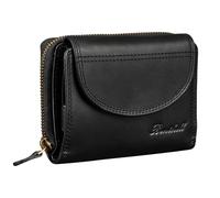 Benthill Damen Geldbörse Echtleder - Kompakte Lederbörse mit viel Platz - Hochwertiger Frauen Geldbeutel mit vielen Fächern, Farbe:Schwarz