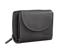 Benthill Damen Geldbörse Echtleder - Kompakte Lederbörse mit viel Platz - Hochwertiger Frauen Geldbeutel mit vielen Fächern, Farbe:Grau