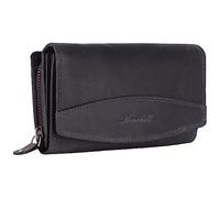 Benthill Damen Geldbörse Leder XXL - Großes Portemonnaie mit RFID Schutz - Echtleder Vintage Damenbörse inkl. Geschenkbox, Farbe:Grau